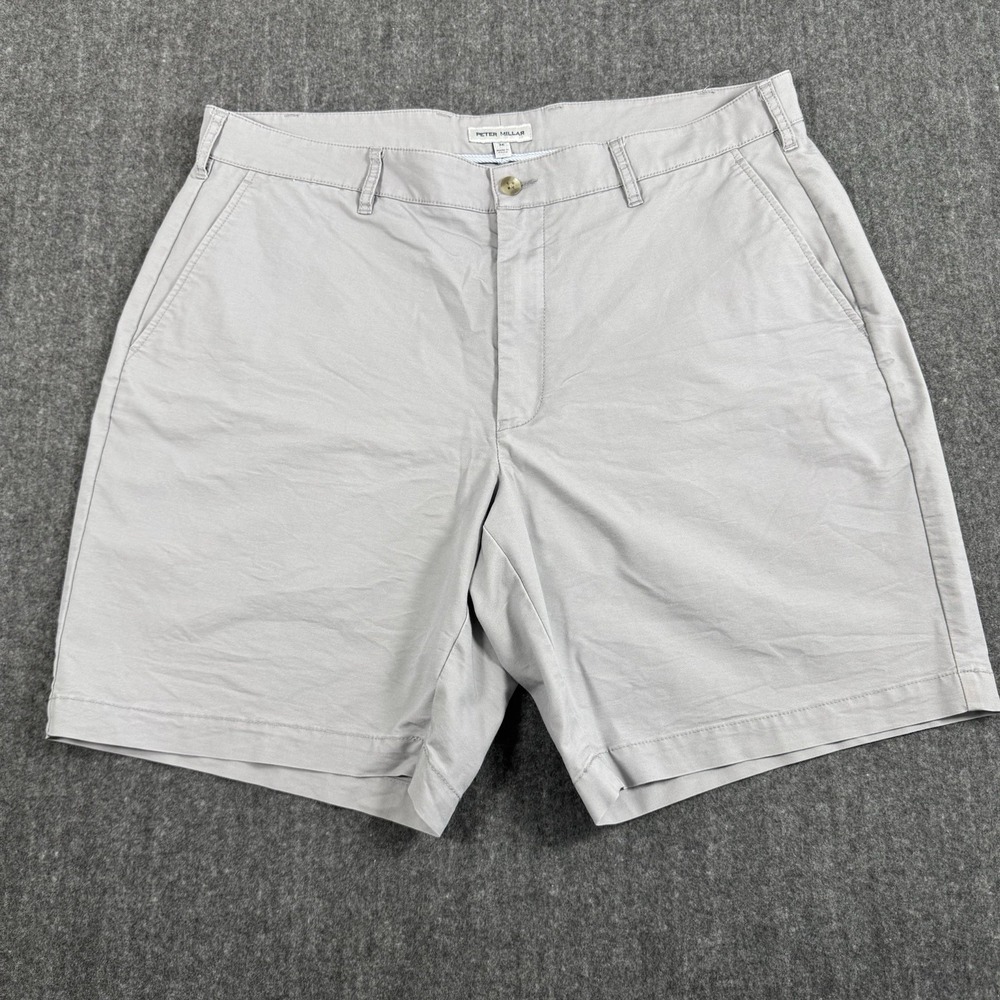 Peter Millar Men's Crown Comfort Classic Fit Shorts Gray Size 36 Stretch